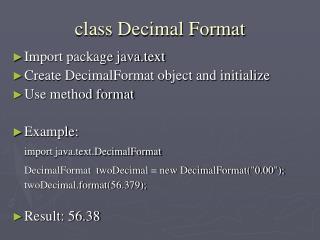 class Decimal Format