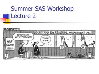 Summer SAS Workshop Lecture 2