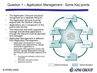 Question 1 – Application Management - Some Key points