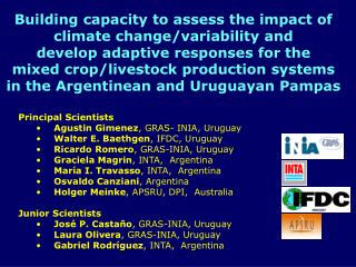 Building capacity to assess the impact of climate change/variability and