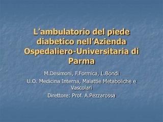 L’ambulatorio del piede diabetico nell’Azienda Ospedaliero-Universitaria di Parma