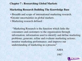 Chapter 7 : Researching Global Markets