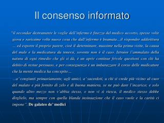 Il consenso informato