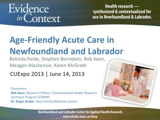 Age-Friendly Acute Care in Newfoundland and Labrador