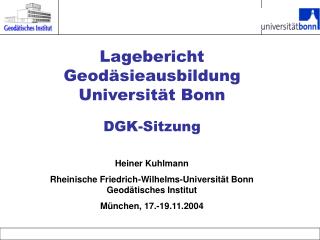 Lagebericht Geodäsieausbildung Universität Bonn