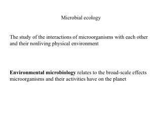 Microbial ecology