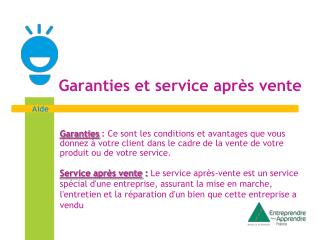 Garanties et service après vente