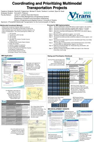 Coordinating and Prioritizing Multimodal Transportation Projects