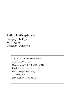 Title: Bathypterois Category: Biology Subcategory: Difficulty: Unknown
