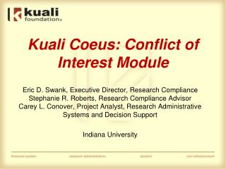 Kuali Coeus: Conflict of Interest Module