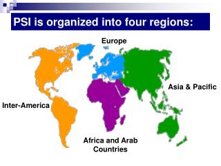 PSI is organized into four regions: