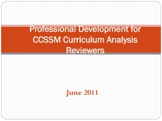 Professional Development for CCSSM Curriculum Analysis Reviewers