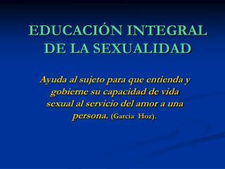 EDUCACIÓN INTEGRAL DE LA SEXUALIDAD