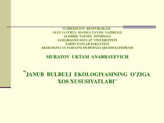 O’ZBEKISTON RESPUBLIKASI OLIY VA O’RTA MAXSUS TA’LIM VAZIRLIGI ALISHER NAVOIY NOMIDAGI