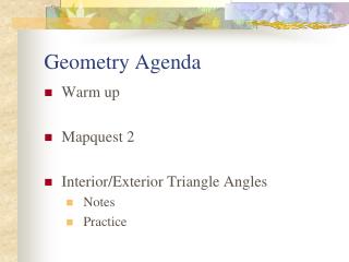 Geometry Agenda
