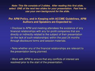 APM 58th Annual Meeting Disclosure: Joseph Smith, MD