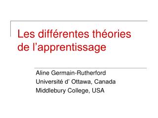 Les différentes théories de l’apprentissage