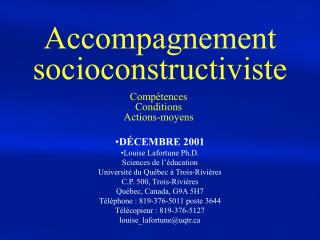 Accompagnement socioconstructiviste