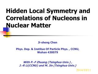 Hidden Local Symmetry and Correlations of Nucleons in Nuclear Matter