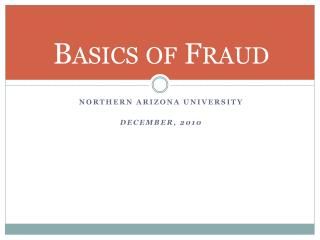 Basics of Fraud