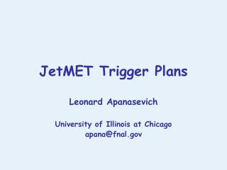 JetMET Trigger Plans