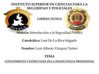 INSTITUTO SUPERIOR EN CIENCIAS PARA LA SEGURIDAD Y POLICIALES CARRERA TÉCNICA