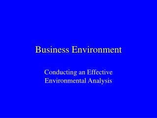 Business Environment