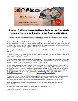 Grammy® Winner Laura Sullivan Calls out to The World