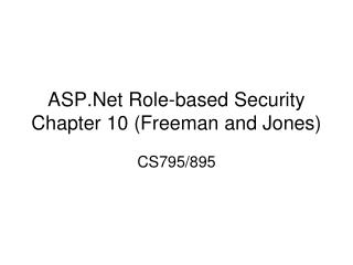ASP.Net Role-based Security Chapter 10 (Freeman and Jones)