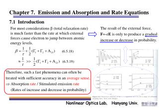 Chapter 7. Emission and Absorption and Rate Equations
