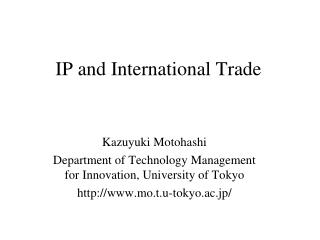 IP and International Trade