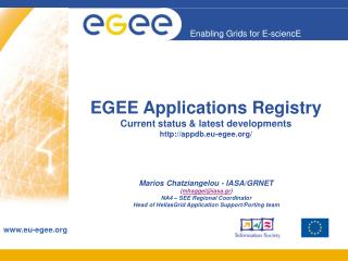 EGEE Applications Registry Current status &amp; latest developments appdb.eu-egee/
