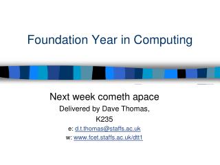 Foundation Year in Computing