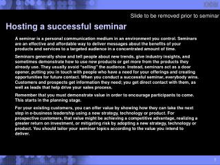 Hosting a successful seminar