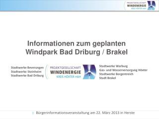 Informationen zum geplanten Windpark Bad Driburg / Brakel