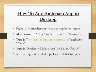 How To Add Andersen App to Desktop