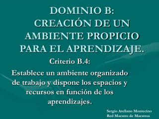 DOMINIO B: CREACIÓN DE UN AMBIENTE PROPICIO PARA EL APRENDIZAJE.