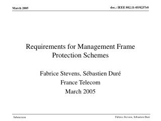 Requirements for Management Frame Protection Schemes