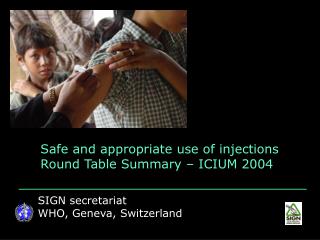 Safe and appropriate use of injections Round Table Summary – ICIUM 2004