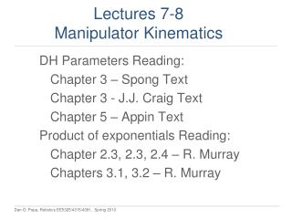Lectures 7-8 Manipulator Kinematics