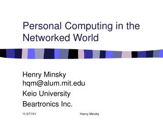 Personal Computing in the Networked World