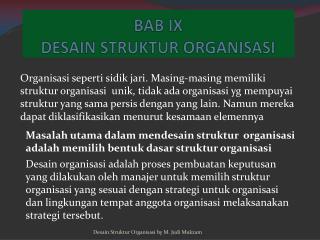 BAB IX DESAIN STRUKTUR ORGANISASI