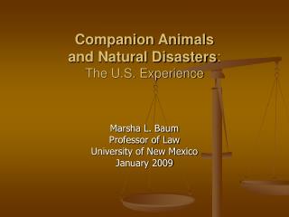 Companion Animals and Natural Disasters : The U.S. Experience