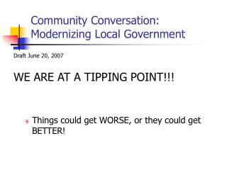 Community Conversation: Modernizing Local Government