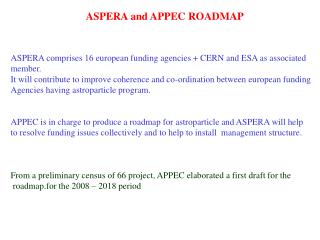 ASPERA and APPEC ROADMAP
