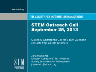 STEM Outreach Call September 25, 2013