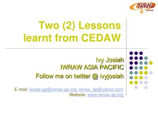 Two (2) Lessons learnt from CEDAW