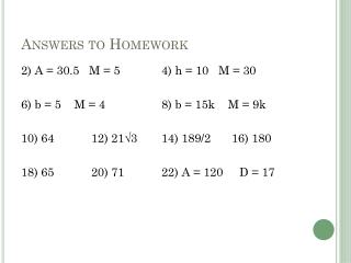 Answers to Homework