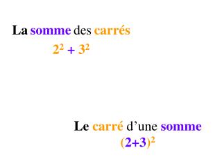 Le carré d’une somme ( 2+3 ) 2
