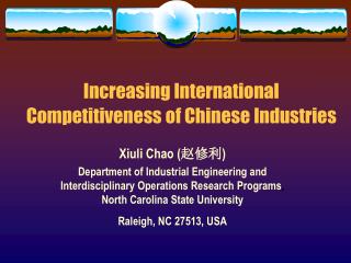 Increasing International Competitiveness of Chinese Industries